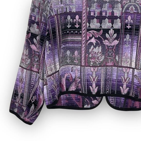 Dressbarn Embroidered Purple Tapestry Zip Up Blazer Jacket Women’s Size 1X - Picture 13 of 14